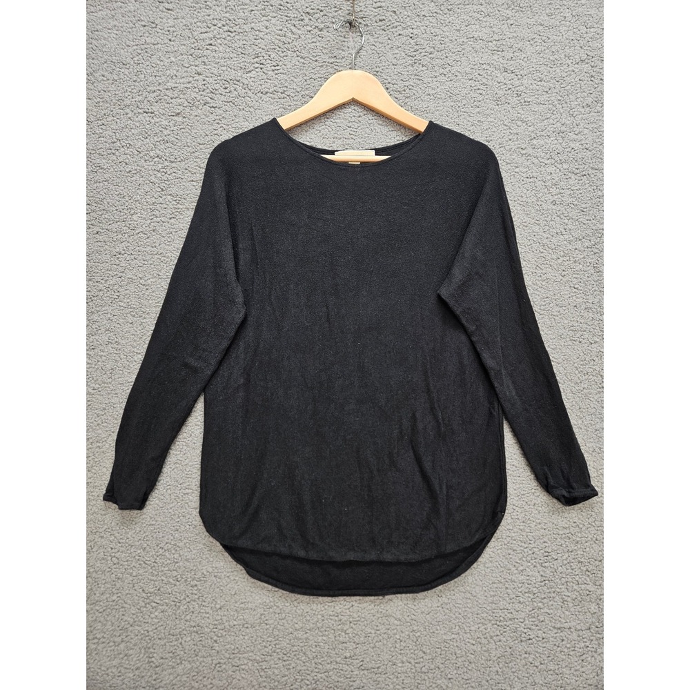 Michael Kors Sweater Medium Black Long Sleeve Crew Neck Curved Hem Pullover